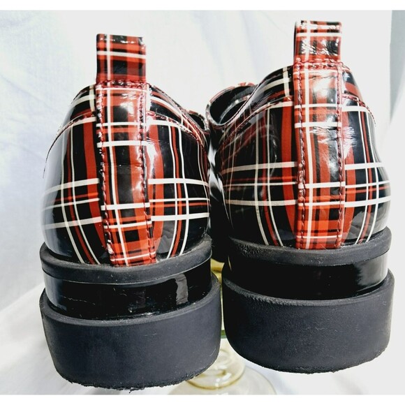 Jessica Simpson Sayze Red Plaid Patent Leather Platform Oxford Size 8 - Picture 10 of 13